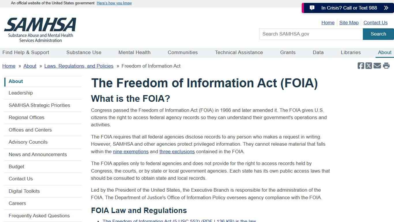 The Freedom of Information Act (FOIA) SAMHSA